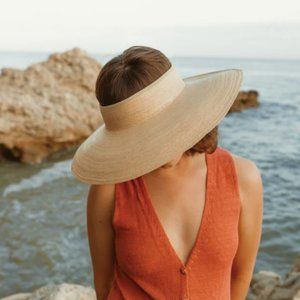 Freya Woven Straw Visor Hat - Wheat / Natural
